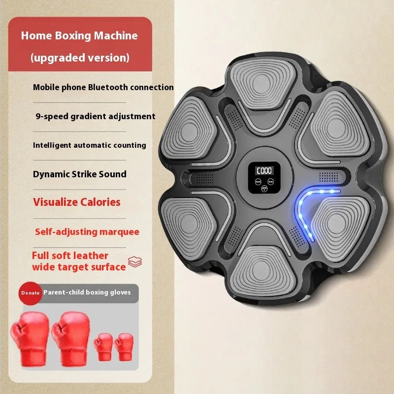Smart music boxing machine wall target with 6 electronic reaction points and hanging design for home fitness training