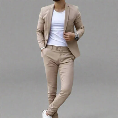 Men's two-piece leisure set with digital print two-button top and matching trousers, slim fit, sizes S to 4XL