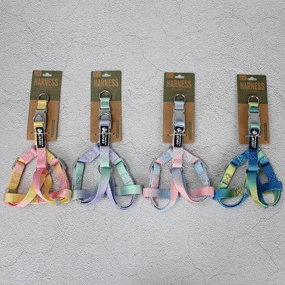 Gradient colour nylon dog leash showing pink-blue colour transition with metal attachment clip