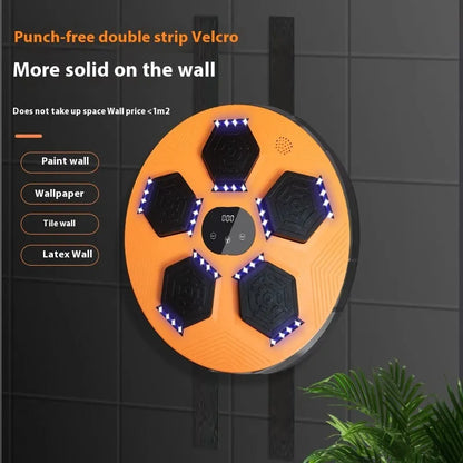Smart music boxing machine hanging wall target set in black, grey, or orange with matching gloves