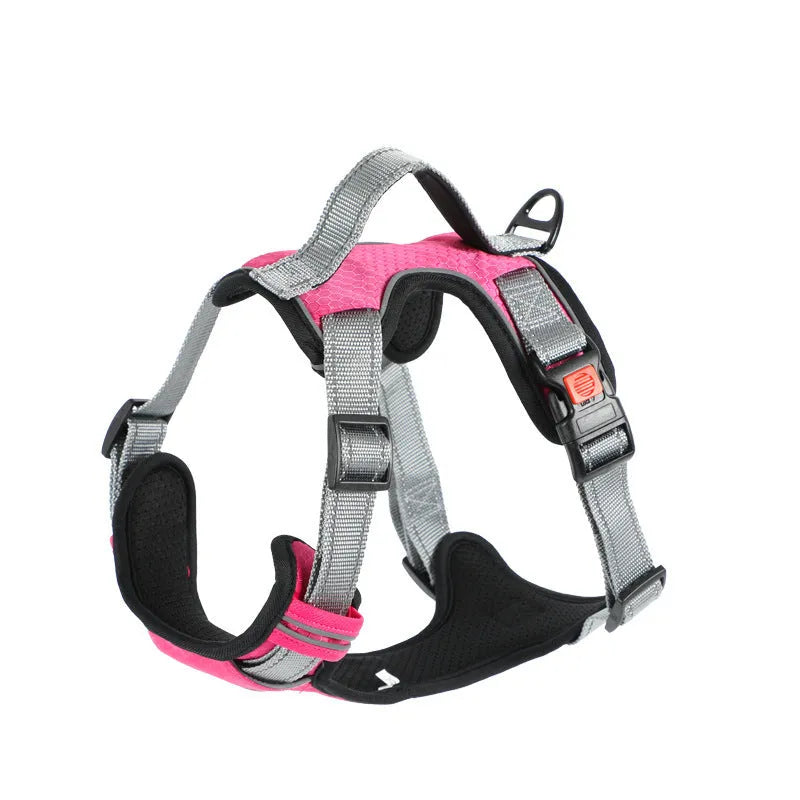 Polyester dog vest harness with hand-holding rope attachment in multiple colour options