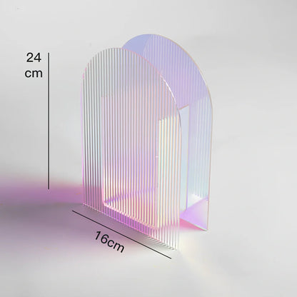 Nordic minimalist acrylic vase with polished corrugated surface, 20cm height