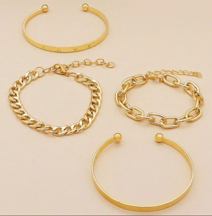 Elegant C-Shaped Hollow Chain Bracelet Set - A chic accessory with a delicate chain design and premium materials
