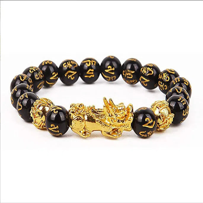 Retro six-character mantra beads bracelet, alloy electroplated, couple style, animal zodiac modelling, 10mm size