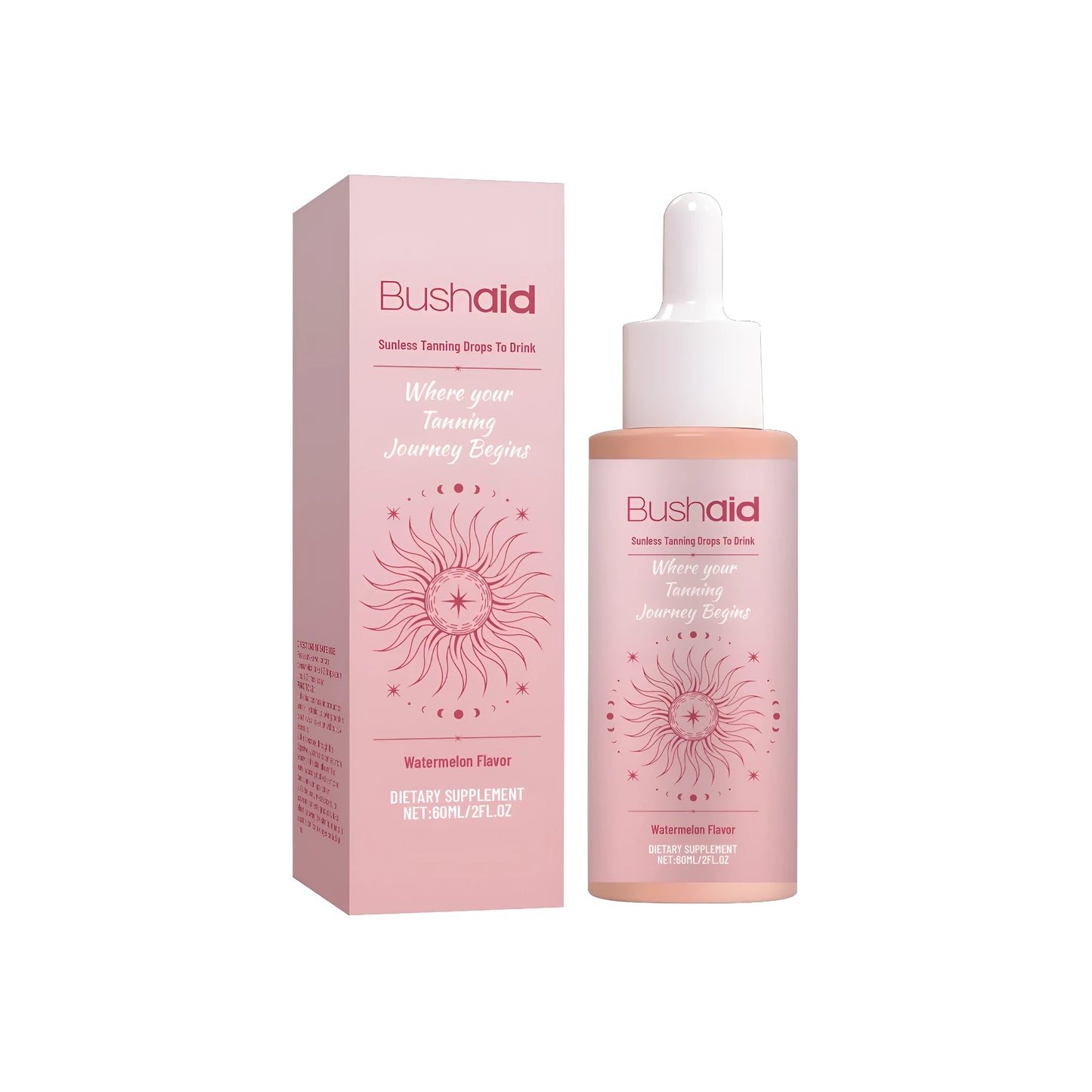 60ml bottle of drinkable sunless tanning drops with dropper