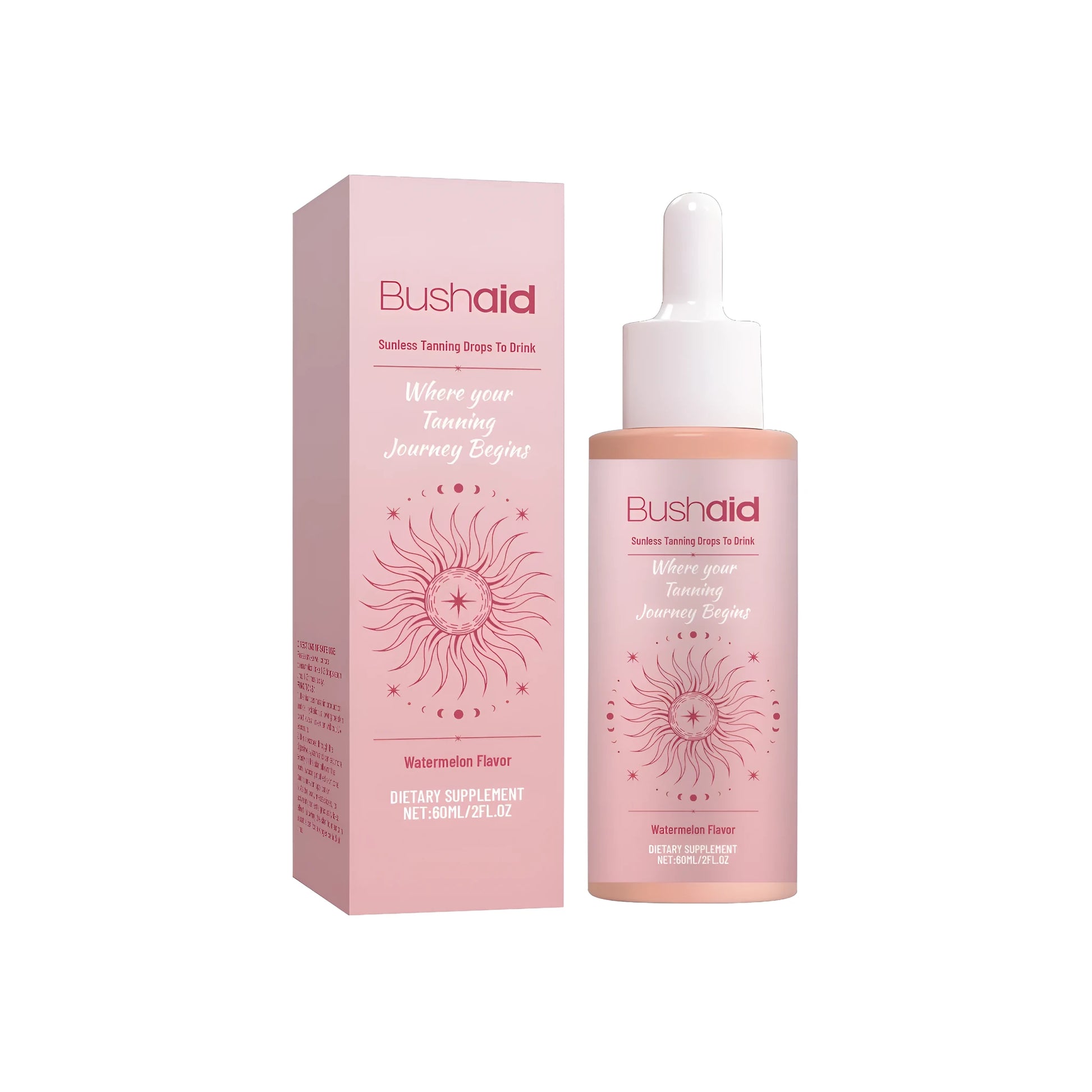60ml bottle of drinkable sunless tanning drops with dropper