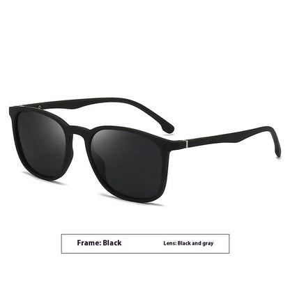 Men's polarised sunglasses with PC frame and elastic paint on spectacle foot for grip