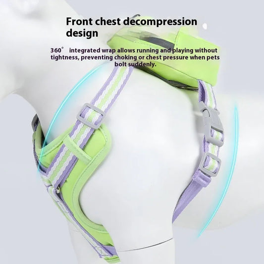 Explosion-proof anti-strangulation pet harness in Oxford cloth with 1.5m rope, adjustable for dogs