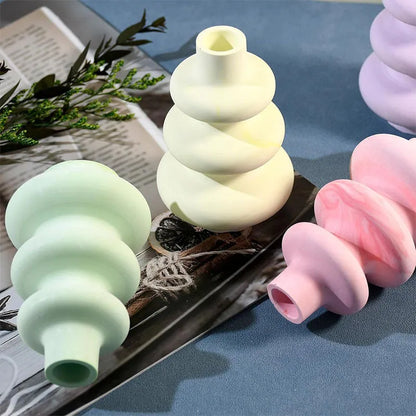 Three layer circle vase ornaments silicone mould in irregular shape