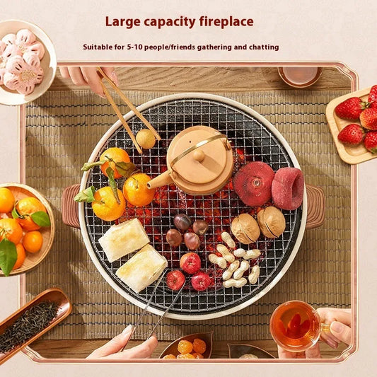 Indoor portable charcoal cooking stove with grill rack disk for 3-5 person capacity