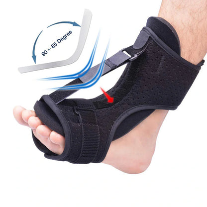 Adjustable dorsal night splint for plantar fasciitis and foot drop relief in black