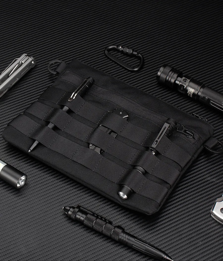 Black Oxford cloth portable outdoor kit showing compact 18cm size and durable construction