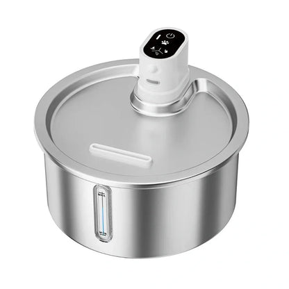 Stainless steel cat water fountain with constant temperature base and filter system
