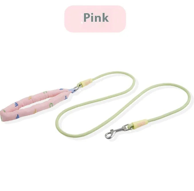 Polyester dog leash 150cm long in pink green purple or raspberry powder with hand holding rope