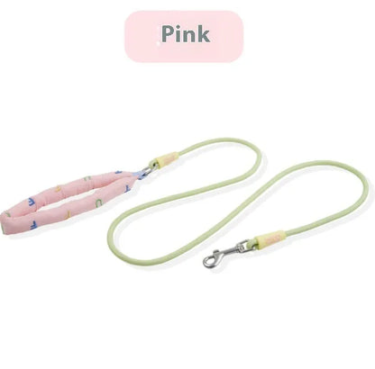 Polyester dog leash 150cm long in pink green purple or raspberry powder with hand holding rope