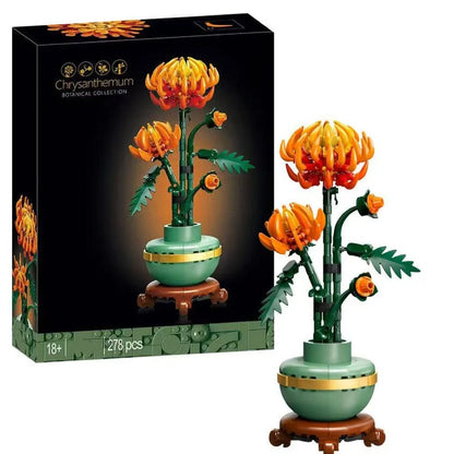 Lego-style flower bouquet building blocks showing 5 colour options for adult assembly project