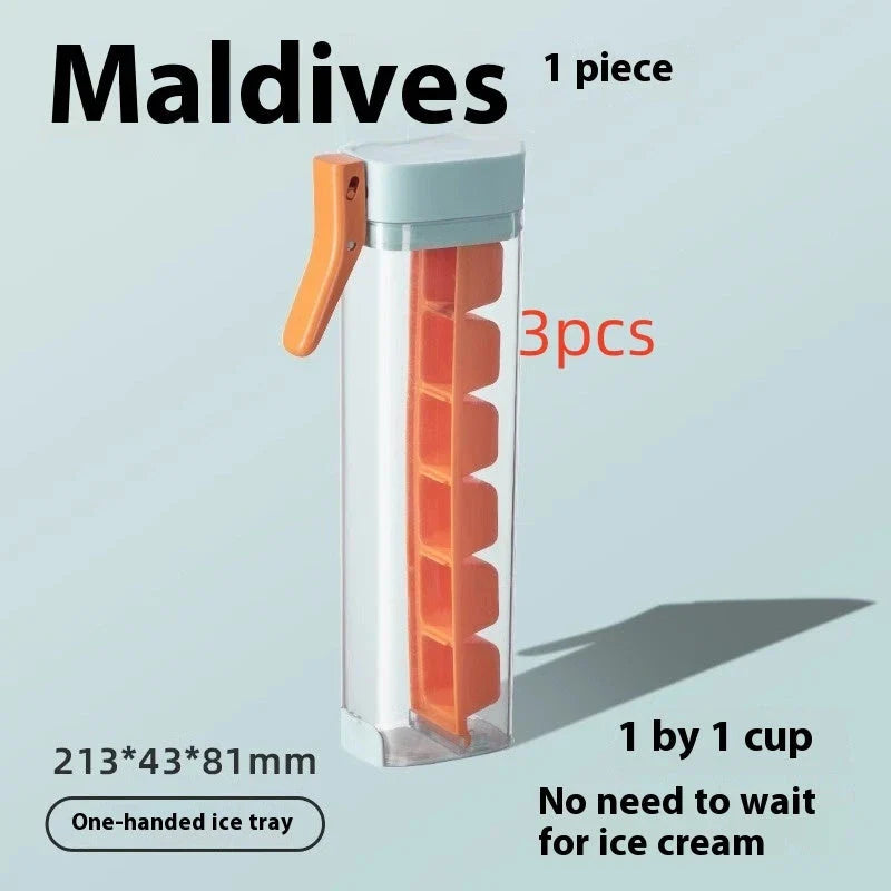 Effortless ice cube maker with one-touch release, made of food-grade, BPA-free materials for safe use in homes, parties, and bars