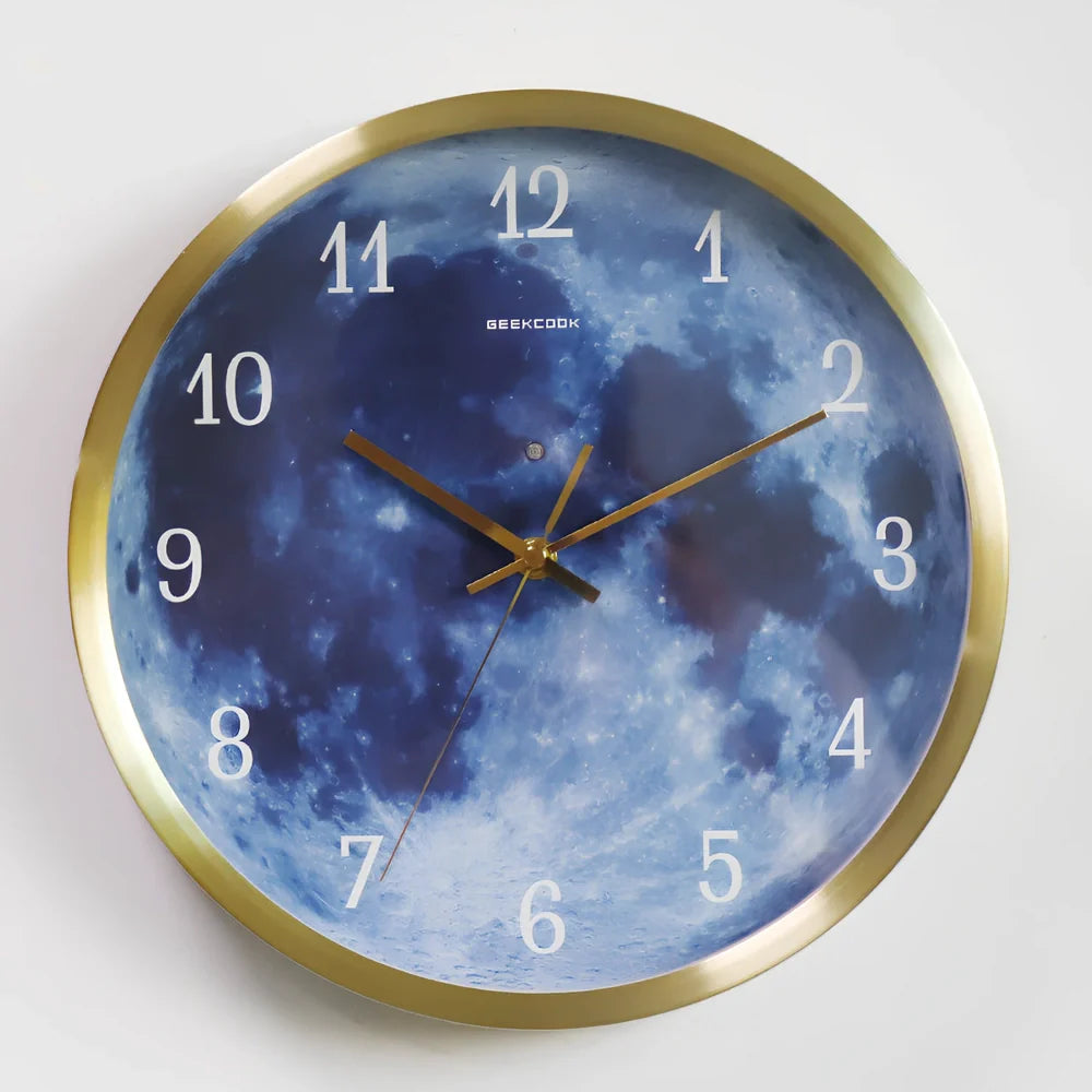 12-inch sound control luminous wall clock with LED illumination and multiple metal frame colour options
