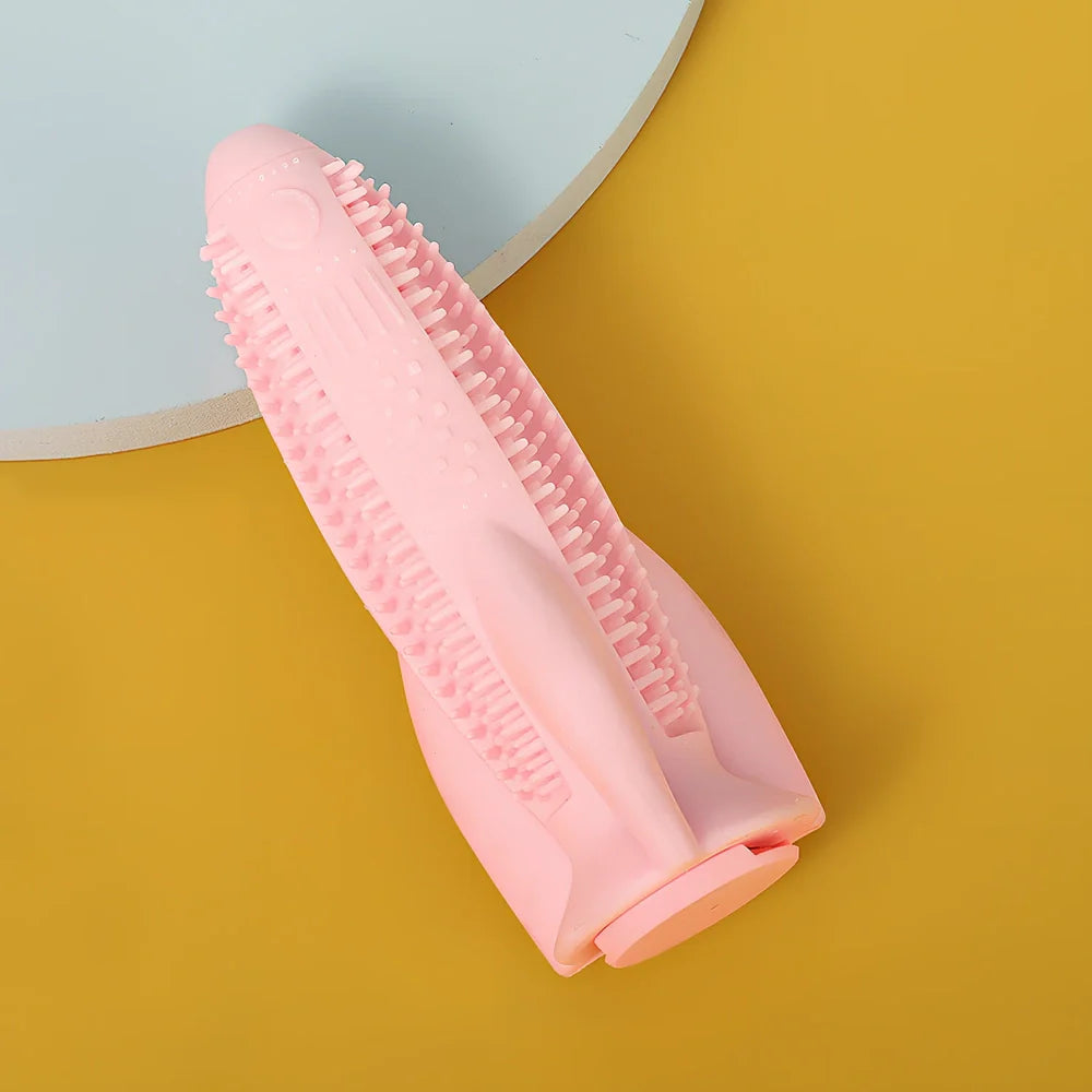 Rocket shaped dog teething stick measuring 15cm long in solid sky blue colour