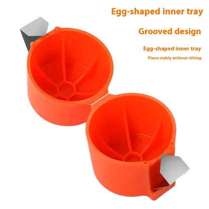Vibrant coloured egg shell opener tool for clean cracking and beating in kitchen