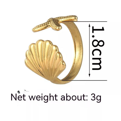 Titanium steel shell ring with fan-shaped design in OLBR692 color