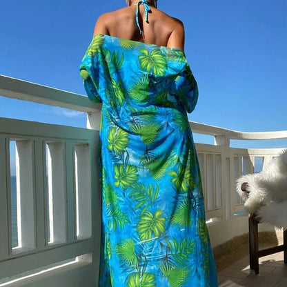 Split Long Sleeve Ins Blouse Banded Bikini Set in various colors