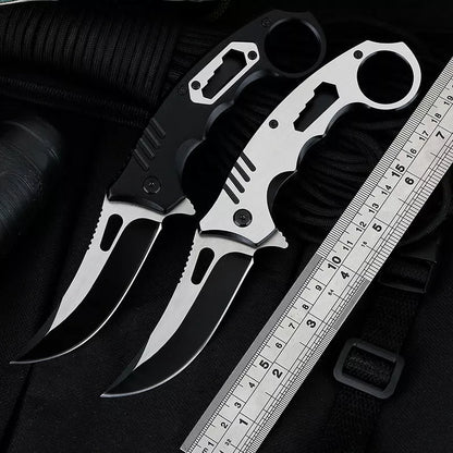 Folding knife with nut driver and back clamp for outdoor survival