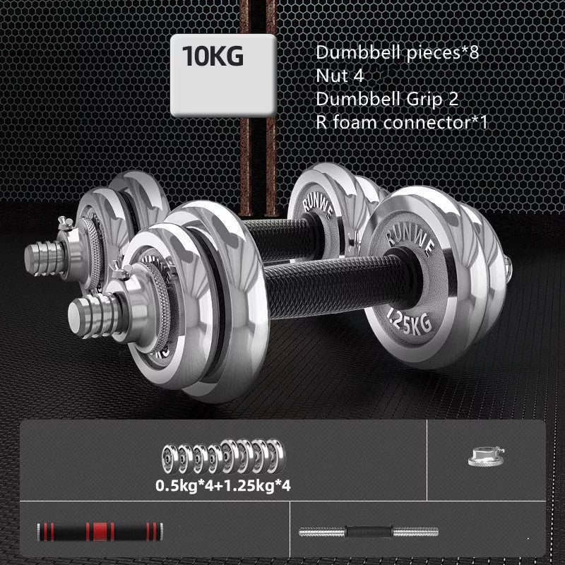 Men's Electroplating Pure Iron Barbell Set with multiple weight options and protective covers