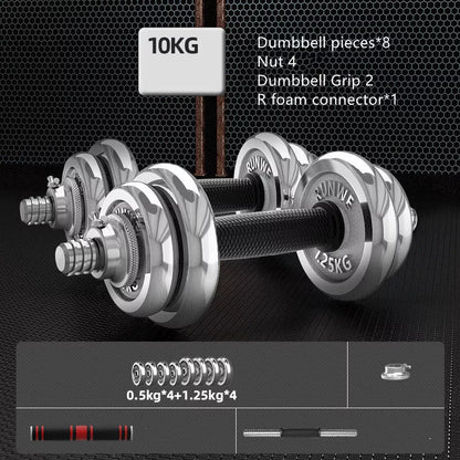 Men's Electroplating Pure Iron Barbell Set with multiple weight options and protective covers