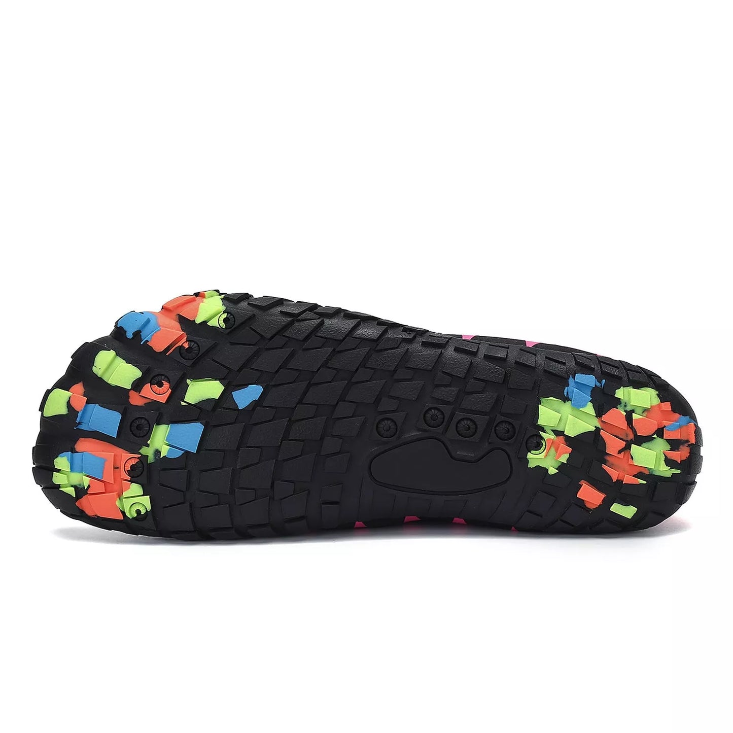 Large size outdoor hiking shoes with non-slip rubber soles in black powder, red, and blue