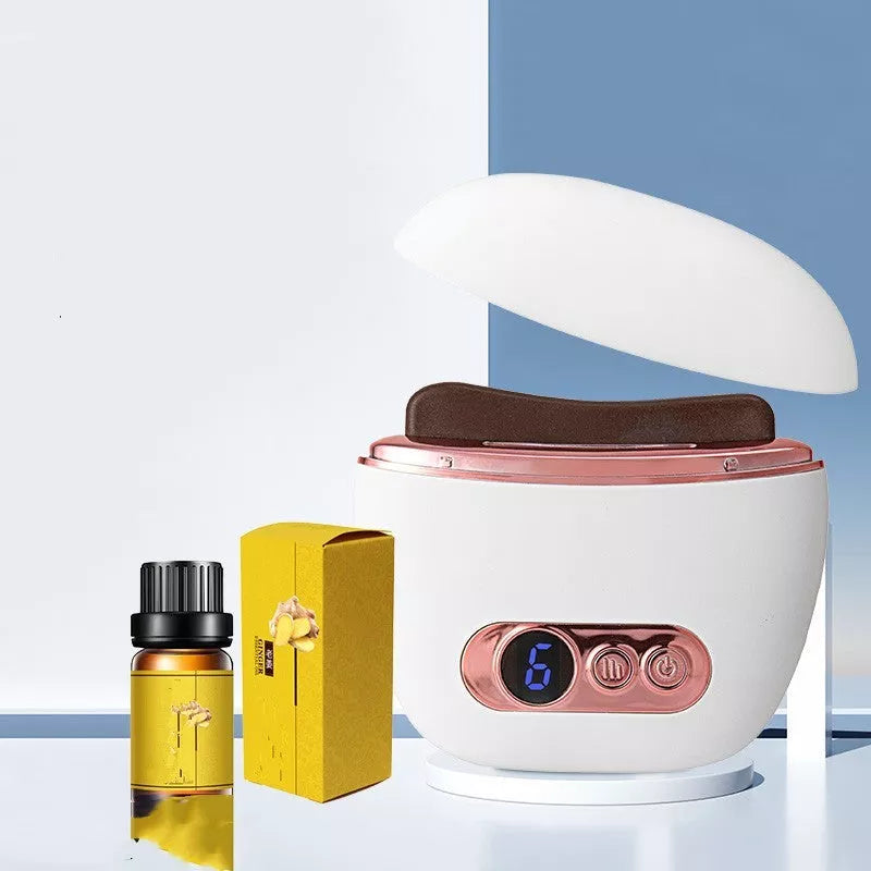 Smart Meridian Brush Face Shaving Beauty Massager in ivory white, pink, or dark green with constant temperature heat