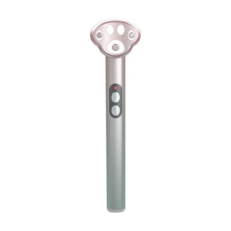 Gradient pink cat's paw shaped eye massager with micro-current vibration and colour light functions