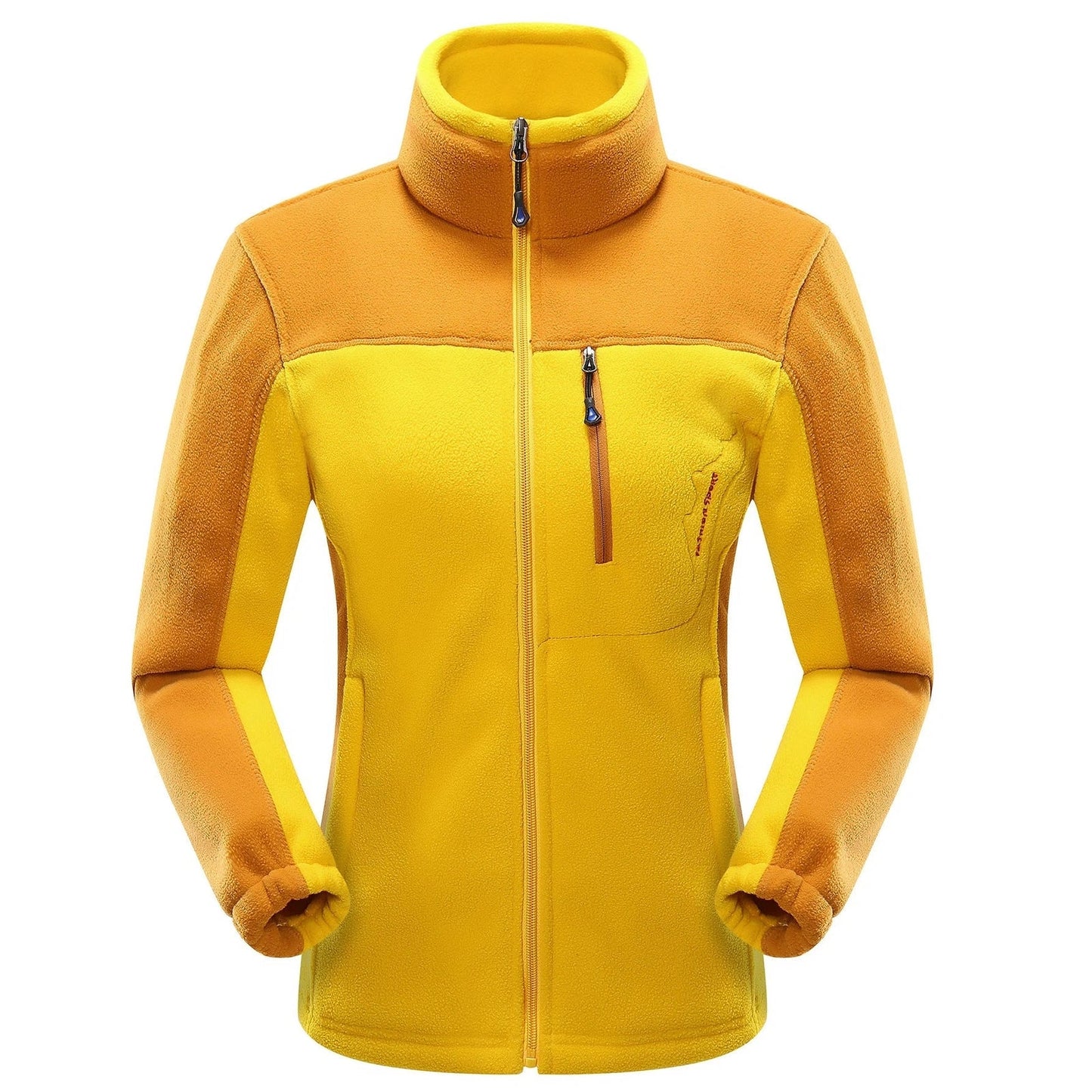 Contrasting polar fleece couple cardigan in deep blue male with colour blocks, size XL, 100% fleece for winter warmth