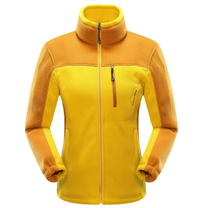 Contrasting polar fleece couple cardigan in deep blue male with colour blocks, size XL, 100% fleece for winter warmth