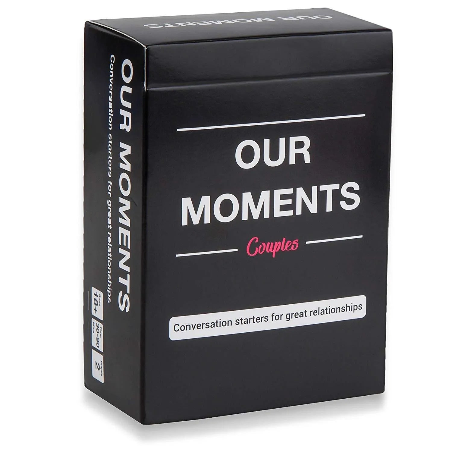 Black Our Time Lovers Edition communication card set for couples in an open box.