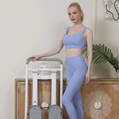 Foldable white multi-function treadmill and climbing machine for home fitness exercises