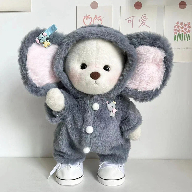 Grey elephant jumpsuit suit for 30cm Lina bear doll with plush material
