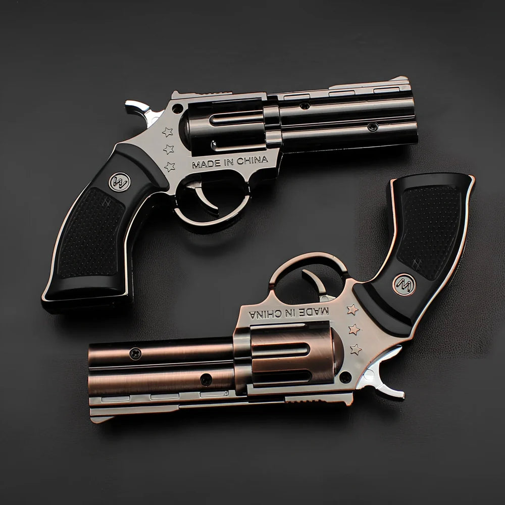 Windproof metal lighter with black finish measuring 8.5cm length with direct flame ignition