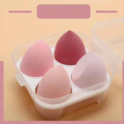 Four Beauty Egg makeup eggs in different colours with diagonal cut design, each measuring 60x40mm