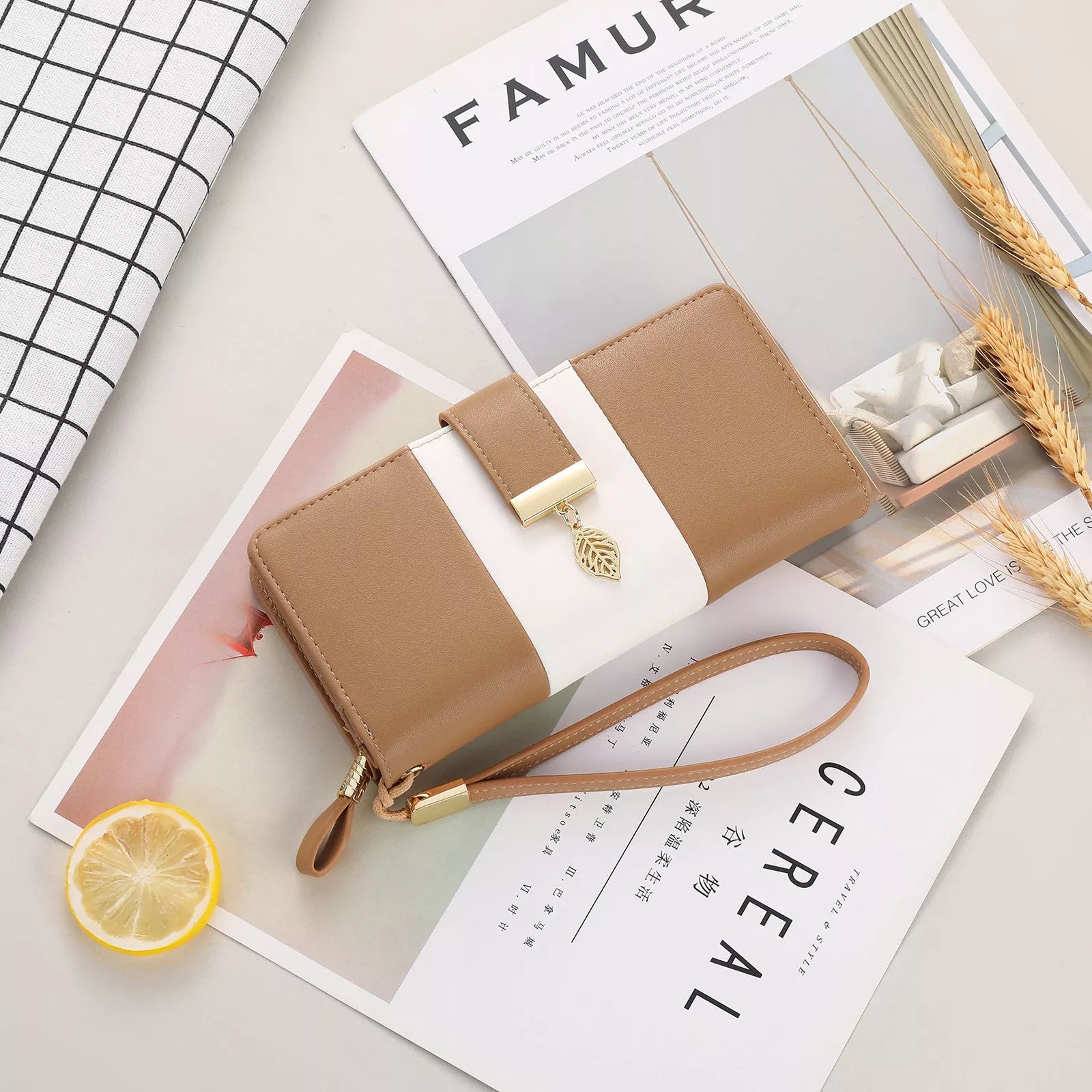 Anti-theft PU leather handbag with lock closure in various colors