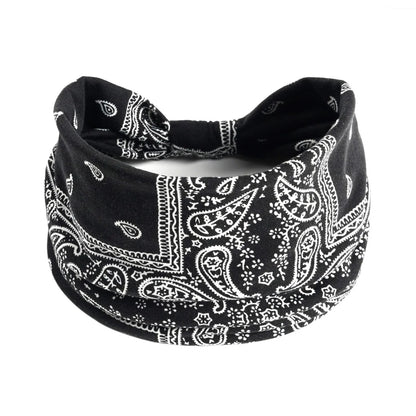 Bohemian cloth yoga sports headband with floral and polka dot patterns, available in multiple colours.