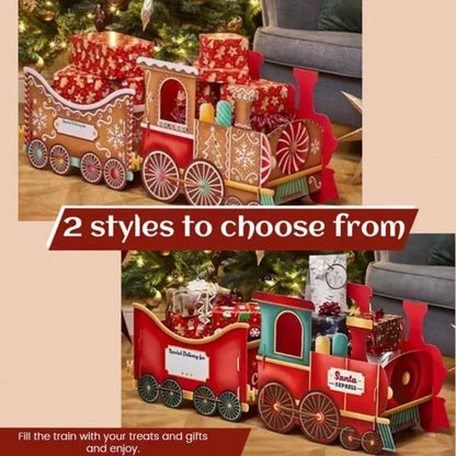 Red and green Santa Claus train Christmas decoration measuring 30cm long with plastic construction