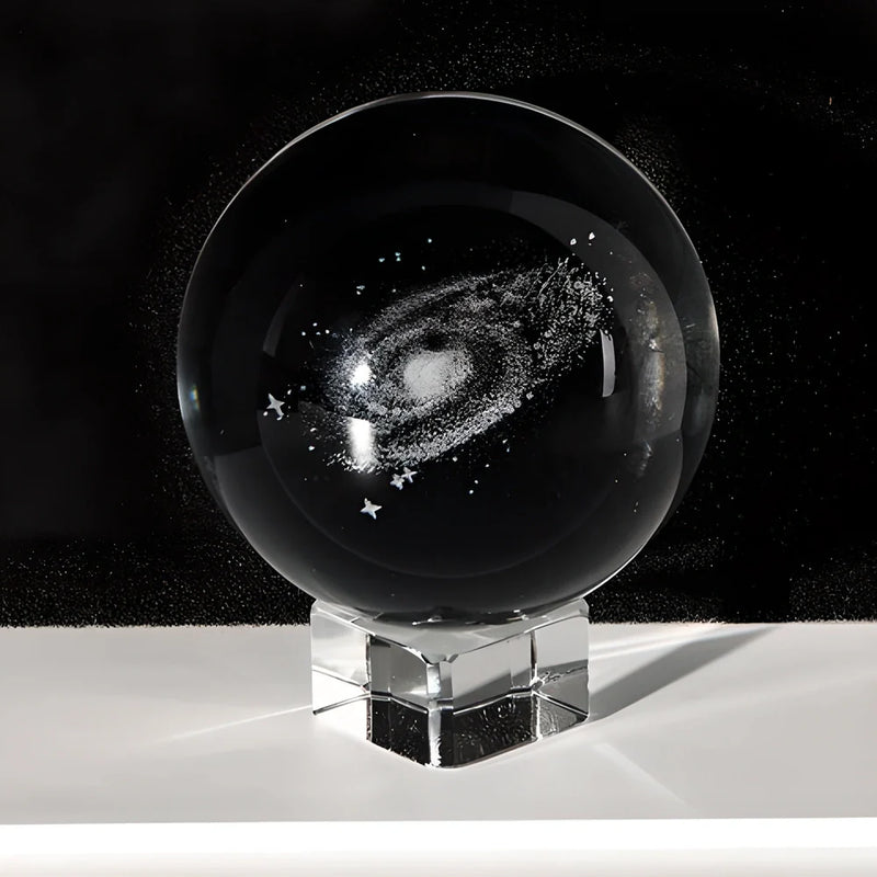 Hhomeenjoy 3D Decorative Crystal Galaxy Sphere - 6 CM with Silver Base