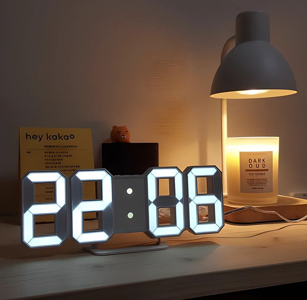 Stunning 3D LED Digital Wall Clock with Voice Control and Dual Alarms