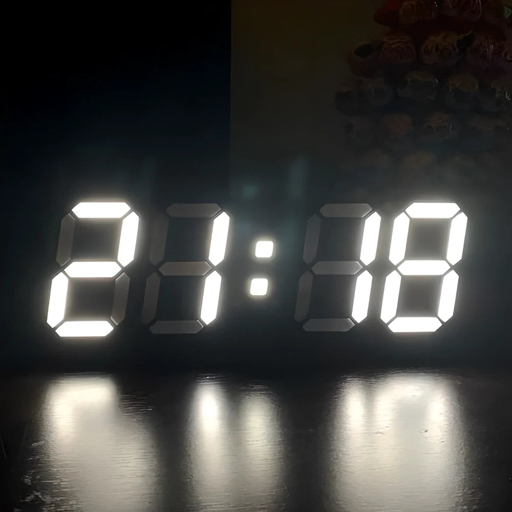 Stunning 3D LED Digital Wall Clock with Voice Control and Dual Alarms