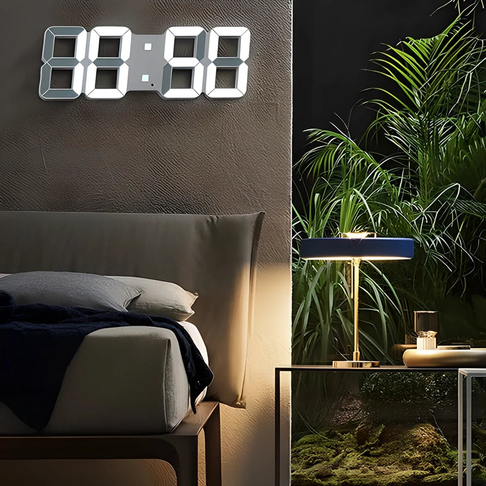 Stunning 3D LED Digital Wall Clock with Voice Control and Dual Alarms