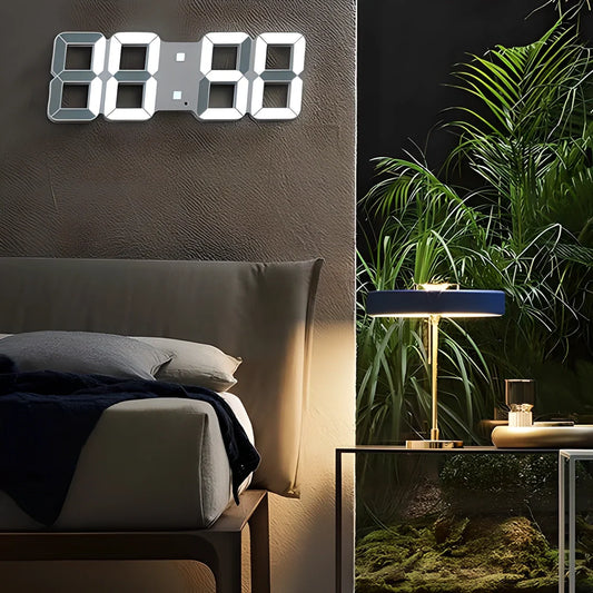 Stunning 3D LED Digital Wall Clock with Voice Control and Dual Alarms