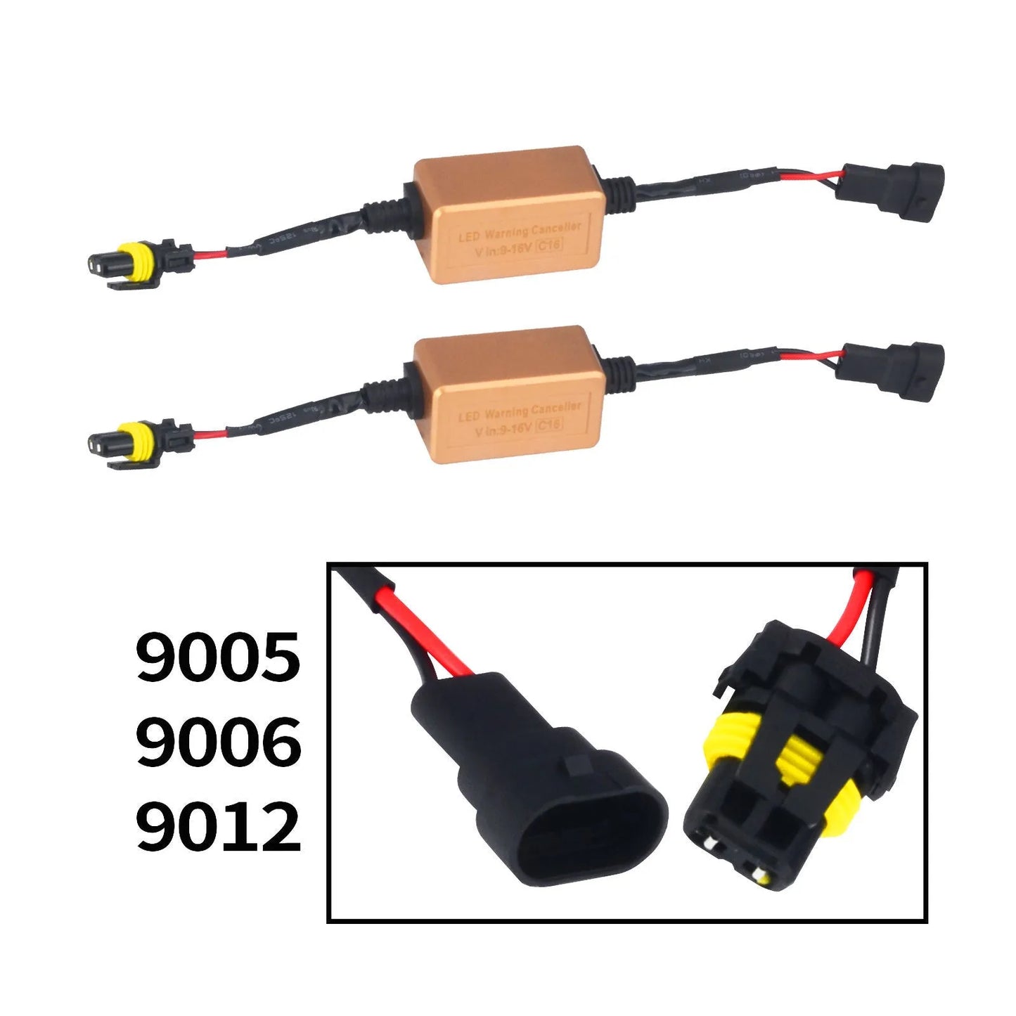 Black alloy Canbus decoder for LED car headlights with plug connectors