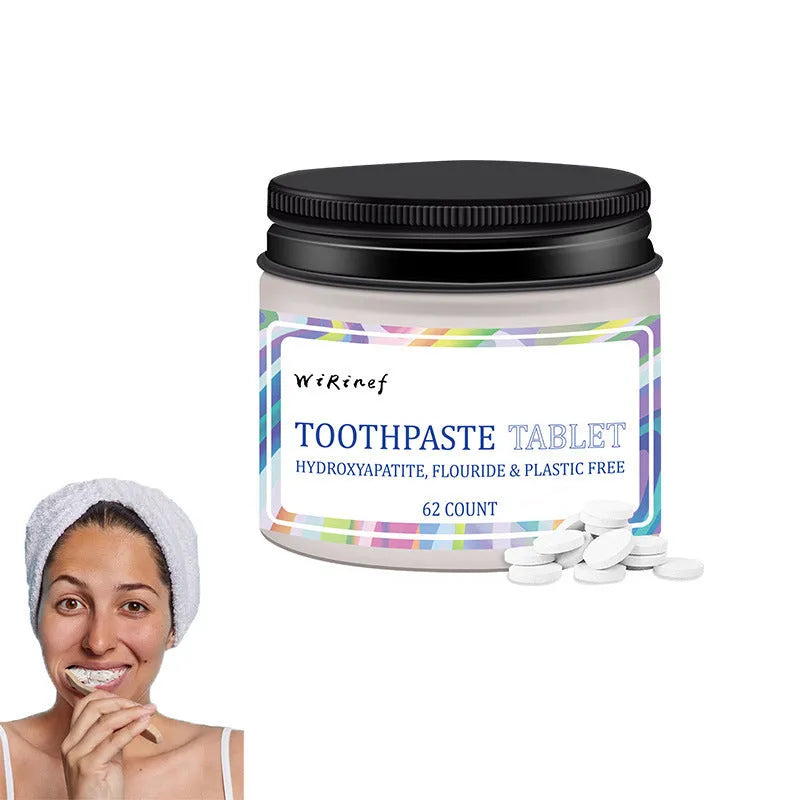62 solid toothpaste tablets in a container for portable oral hygiene, mint flavour, TP19 variant