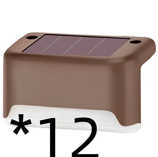 Coffee-coloured solar step light with amorphous silicon panel for outdoor staircase and garden illumination